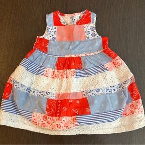 Baby b’gosh Kids Colorful Patchwork Dress - Red, Blue, White Sz 12M